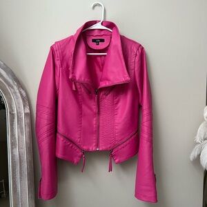 Lulus Pink Vegan Leather Moto Jacket